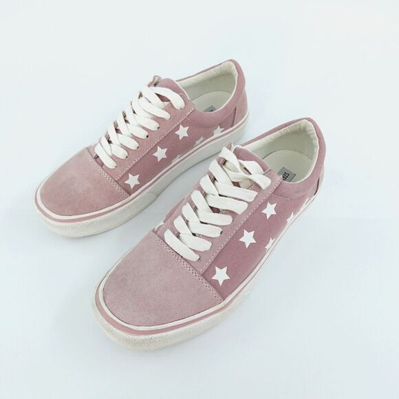 Steve Madden Leather Sneakers Womens 10 Pink Stars Platform 90s Retro - Picture 6 of 14